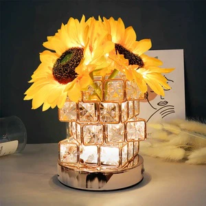 Modern Home Decor Colorful LED Tulip Sunflower Tree Night Light for Holiday Party Weddings Cordless Crystal Table Lamp