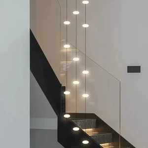 Modern Design Narrow Stair Chandelier Wind High Apartment Duplex Spiral Staircase Hollow Long Line Magic Bean Art Lamp