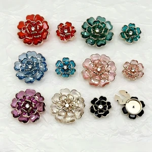 Washable Metal Crystal Button Luxury Decorative Rhinestone Button Clips Brass Women Shirt Button Cover For Clothing Eco-Friendly