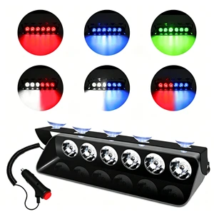 S6 High Brightness 8LED Suction Cup Strobe Warning Light, Front Windshield Emergency Safety Lamp