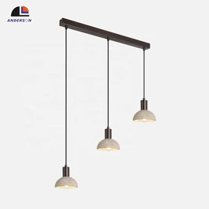 High Quality Decorative Minimalist Dining Nordic Modern E27 Ceiling 3-light Linear Travertine Kitchen Island Pendant Light