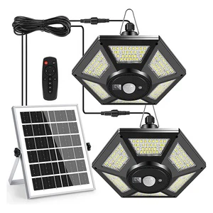 Solar Pendant Lights 180LED 1000LM Outdoor Motion Sensor Shed Light IP65 Waterproof with Remote