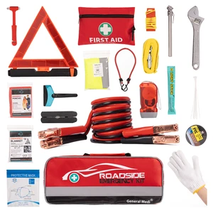 Car Roadside Emergency Safety Tools Kit Set Bag With Jumper Starter First Aid Kit Tow Rope