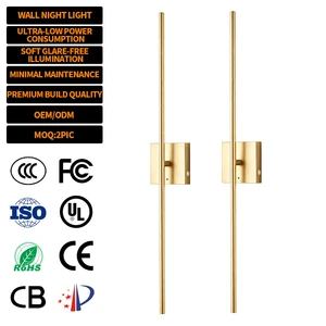 Square Base Gold Black Silver 6000mAh Linear LED Long Tube Wall Lamp Crafted Wall Light for Bedroom Bedside Living Room Hallway