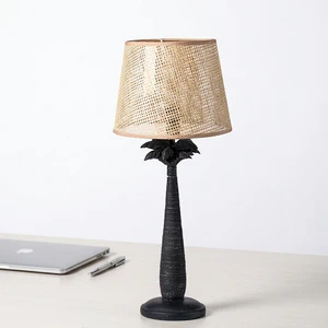 2026 New Design Luxury Woven Shade Warm Tone Eye Protection Table Lamp for Bedside Nightstand