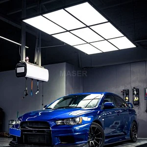 Auto Detailing LED Workshop Lights Modern Design 9 Grid System for Car Showroom Repair Shop Iron IP44 Light Car Wash Lighting