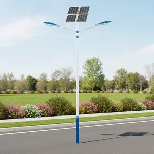 IP65 Double Arm with Post Solar Panel Lithium Battery Monocrystalline Silicon LED Outdoor Aluminum CCC RoHS Road Street Light