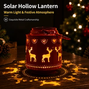 Nordic Style Christmas LED Lantern Solar Powered Rechargeable Portable Indoor Electronic Candle Light For Holiday Decoration