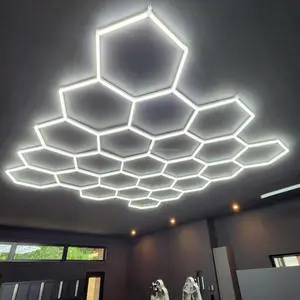 Dengbei Wang Modern Design Multicolored LED Garage Lights Hex Ceiling for Car Shop Workshop Hexagonal Detailing Lighting