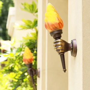 American Retro Aluminum Outdoor Wall Decor Lamp Creative Flame LED Lights Industrial Garden Yard Sconce Luminaire Waterproof