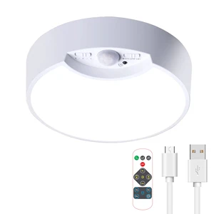 Bedroom Modern LED Motion Sensor Ceiling Light with AAA Battery Dimmable 50000 Hours Lifespan CRI 80 ABS+PC Material