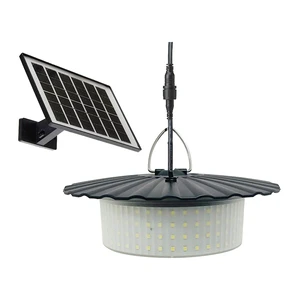 PIR Motion Sensor Solar Shed Light 244 LED Cold White Solar Pendant Light Outdoor 5 Modes Remote Control Hanging Lamp for Garage