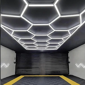 Hexagonal Honeycomb LED Ceiling Lights For Car Wash Stations & Auto Detailing Workshops Modern Garage Lighting Solutions