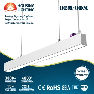Rectangle Hanging Linear Light up Down Light 12W 20W 24W 30W 40W 4ft 5ft Seamless Linking Office Pendant Light with Zhaga Sensor