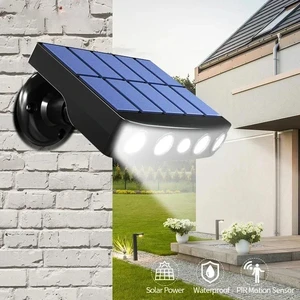4 LED Solar Security Lights Outdoor Wall Light PIR Motion Sensor 3 Modes Street Waterproof Work Light for Garden Yard