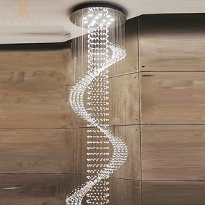 Factory Price Indoor Ceiling Lights Classic Hotel Villa Decor Lobby Chandelier Luxury High Ceiling Long Stair Pendant Light