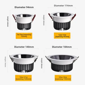LED Downlight All Aluminum Living Room Corridor Embedded Wall Washer Light Narrow Side Deep Cup Anti-Glare Anti-Fog Waterproof