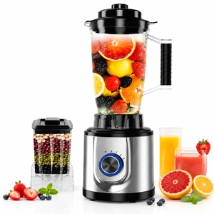 Electric Blender 3-Speed with Pulse 2-in-1 Dry Grinder Mill Stainless Steel Base Compact Smoothie Maker for Home Kitchen