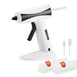 Rechargeable Cordless 2200mAh Battery Hot-Melt Glue Gun Kit Mini Wireless with 20 Pcs Glue Sticks Fast Pre-Hot Glue Gun