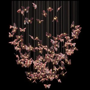 Nordic Modern Butterfly Pendant Lamps Indoor Home Decor Led Lighting Bedroom Bedside Hotel Lobby Stairs Hanging Light Fixtures