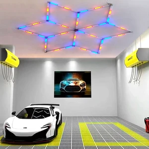 15x Multicolor RGB Detailing Car Light Wash Showroom Workshop Lighting Working Hex Hexagon Honeycomb Lamps LED Garage Light
