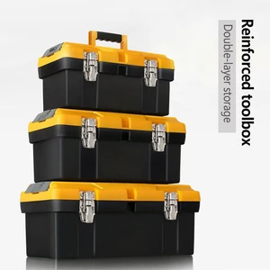 Toolbox, Small Household Storage Box, Large Industrial Portable Plastic Car Hardware Tool Storage Box for Electricians
