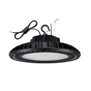DLC Listed 300W UFO Dimmable LED Light Ra80 41000LM High/Low Bay 5000K Daylight IP65 Black 5-Year Warranty Outdoor Warehouse Use