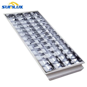 Shinny Louvers 1200x600mm Mirror Reflector Fluorescent Bulbs CE ROHS T8 2x4ft Built-in Grille Lamp Fixture