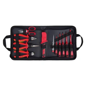 Professional 12-Piece VDE Insulated JACK WORTH JK1466A Tool Set with Cr-v & Stainless Steel Tools Red & Black