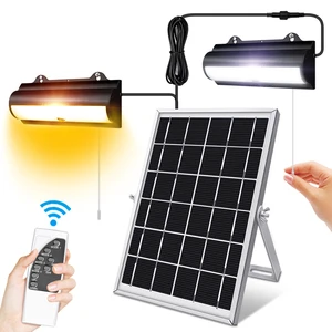 IP65 Waterproof Outdoor Solar Lights for Shed With Pull Cord Warm White 2 in 1 Solar Powered Corridor Wall Lights Remote Control