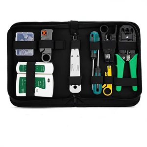 Household Maintenance Tools Electrician Three-Use RJ45 Network Pliers Set with Network Tester Crystal Head (Military Standard)