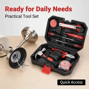 9 Piece Essential General Purpose Hand Tool Kit for Office Repair and Home Improvement