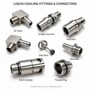 OEM CNC Machined Liquid Cooling Fittings Connectors Hose Barb Elbow Quick Connect For Data Center EV Thermal