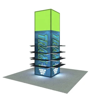 Unique SEG Fabric LED Light Box Display Aluminum Frame Trade Show Equipment Backlit Pillar Tower Rack Stand Exhibition Backlit