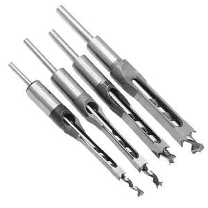 4PCS 1/4, 5/16, 3/8, 1/2 Inch Wood Square Hole Mortise Chisel Drill Bit For Wood Square Hole Drilling