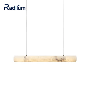 Aumatra HF Horizontal Pendant Light Sleek Alabaster Linear Suspension Lamp with Warm Illumination for Dining and Kitchen Spaces
