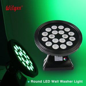 18x4W RGBW Round Wall Washer Light DMX512 Control 150° Angle Adjustable IP65 Outdoor Tempered Glass Cover for Building Contour