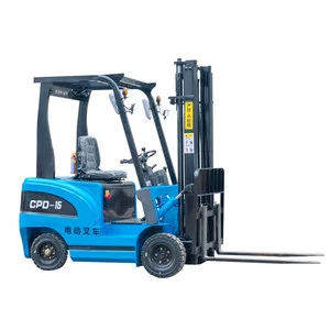 Free Shipping New YuDing CPD-12 Electric Forklift 1.2T Lead-Acid Battery 60V Solid Tires 3000mm Fork Height Narrow Aisle Design