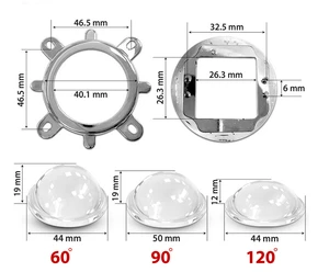 Wholesale Frosted Surface Lens 44mm 60 - 120 Degree with Reflector for 30w 50w 100w Led