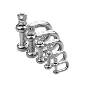 European Type D Shackles High Polished 304 Stainless Steel Silver Large Bow Shackle with Nut Bolt Metric 10pcs Mining 200kN