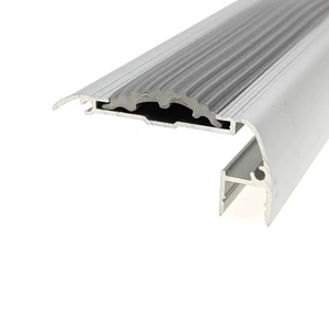 LED Aluminum Profiles Grooved Stair Nosing Edge Customizable Length Opal PC Cover for Illuminating Steps Lamp Holders Bases