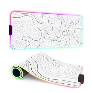 Customized Topographic Contour Large LED Light Gaming Desk Mat RGB XXXL Mouse Pad