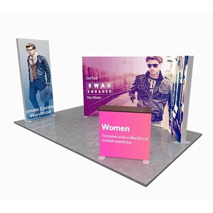 Trade Show Booth Displays a Rectangular Seg Pop-up LED Backlight Box with a Tension Fabric Background Folding Light Box