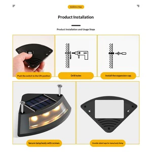 Solar LED Step Lamp Outdoor Home Garden Stairs Rainproof White & Warm Light Atmosphere Decoration