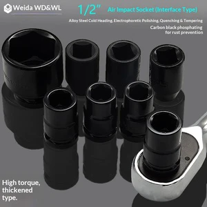 Best-selling Industrial Grade 12.5mm Series Heavy-duty Pneumatic Impact Sleeve Set OEM 500 Nm Torque 2500 RPM for Auto Repair