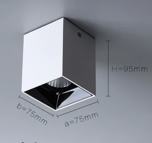 12W Square Surface Mounted COB Downlight Ra90 Aluminum Body Anti Glare No Drilling Exposed Lamp for Home Office Living Room