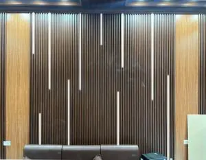 Commercial Office WPC Wallpanel Grille Lamp 6W/M LED Grille Light Decorative Lambrin Wpc Pared De WPC Fluted Wall Panel
