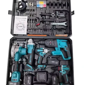 Industry Cordless Electric Circular Saw 5 in 1 Angle Grinder Impact Wrench Electric Hammer Power Drill Tool Set Kit