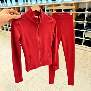 Yoga Sets Women Jacket Leggings Muslim Smooth Spacer Jogger Long Sleeve High Waisted Dress Authentic Sportbekleidung Set