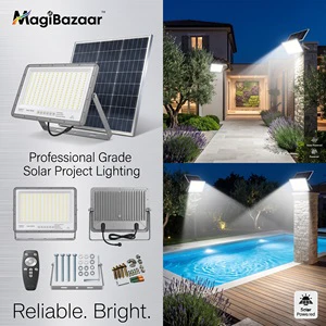 Solar Powered LED Flood Light 120 Beam Angle IP65 Remote Control Aluminum 5-Year Warranty For Outdoor/Indoor Public Areas